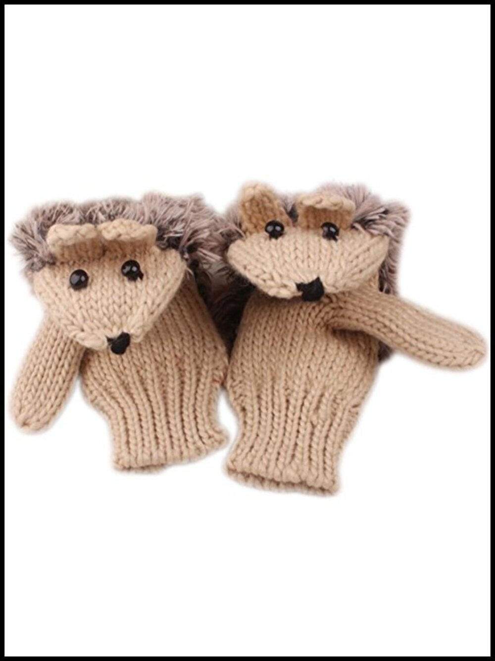 Cute Hedgehog Winter Knitted Mittens Thick Warm Gloves